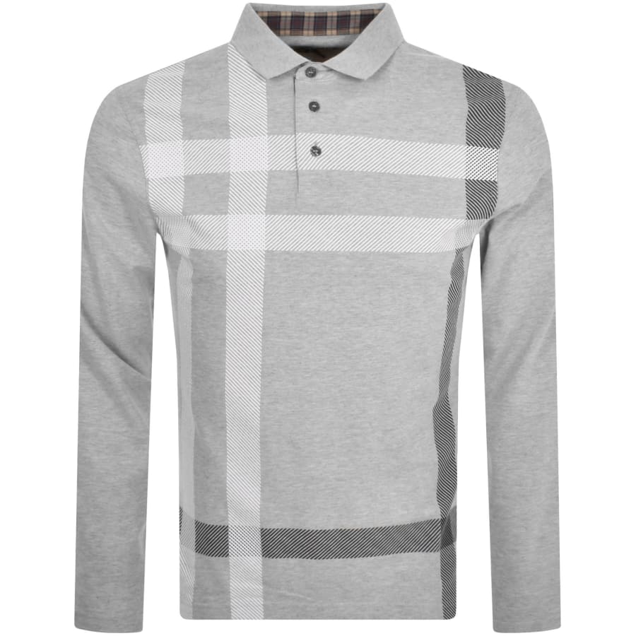 Image number 1 for Barbour Blaine Long Sleeve Polo T Shirt Grey