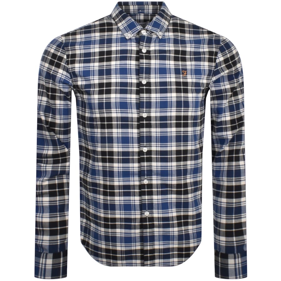Image number 1 for Farah Brewer Long Sleeve Shirt Blue