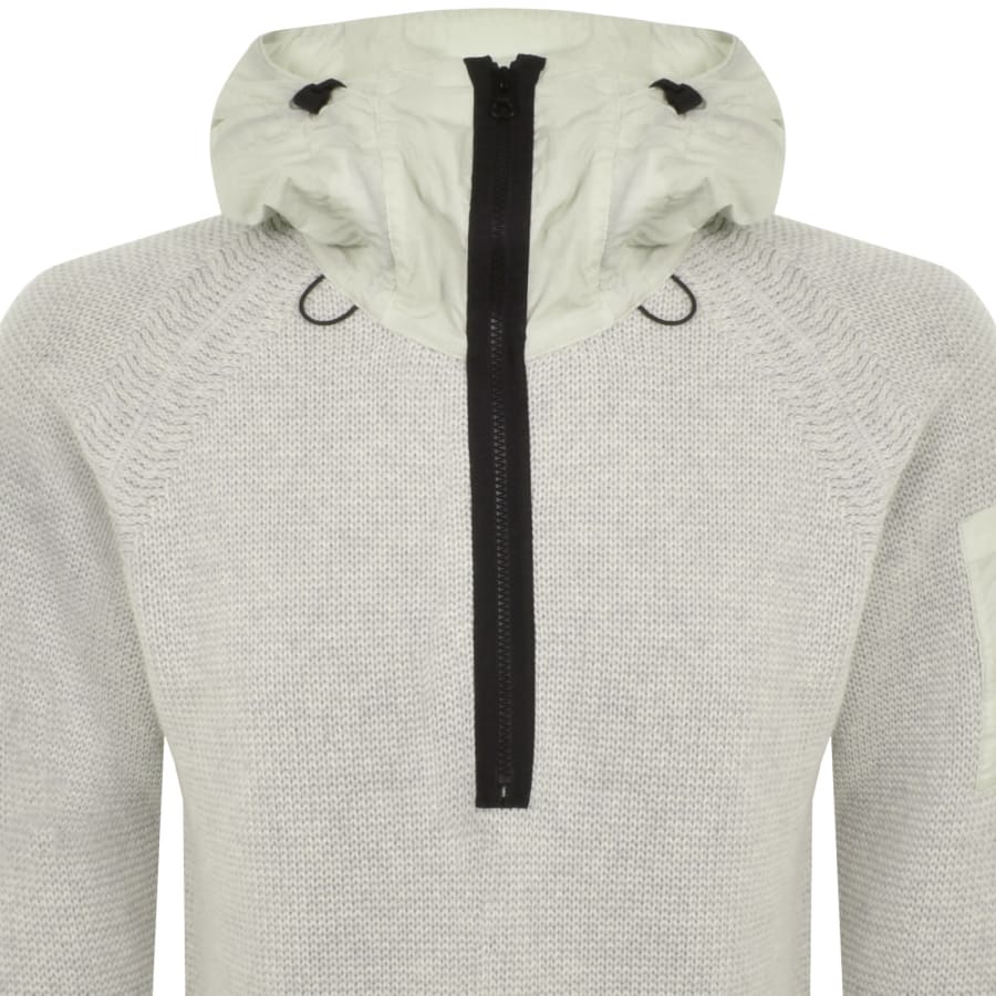 Image number 2 for CP Company Lambswool Knitted Hoodie White