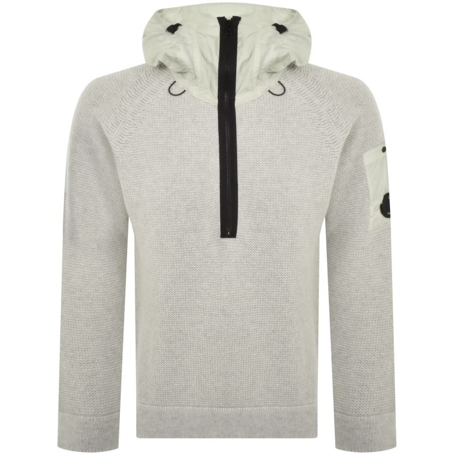 Image number 1 for CP Company Lambswool Knitted Hoodie White