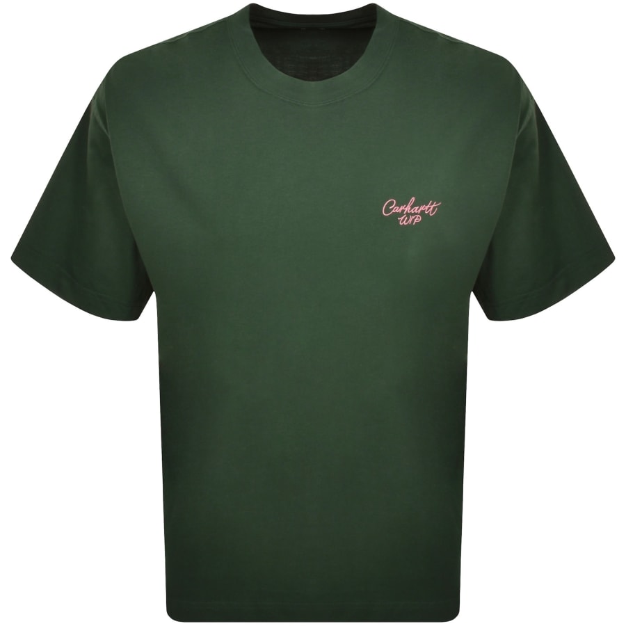 Image number 1 for Carhartt WIP Signature Script T Shirt Green