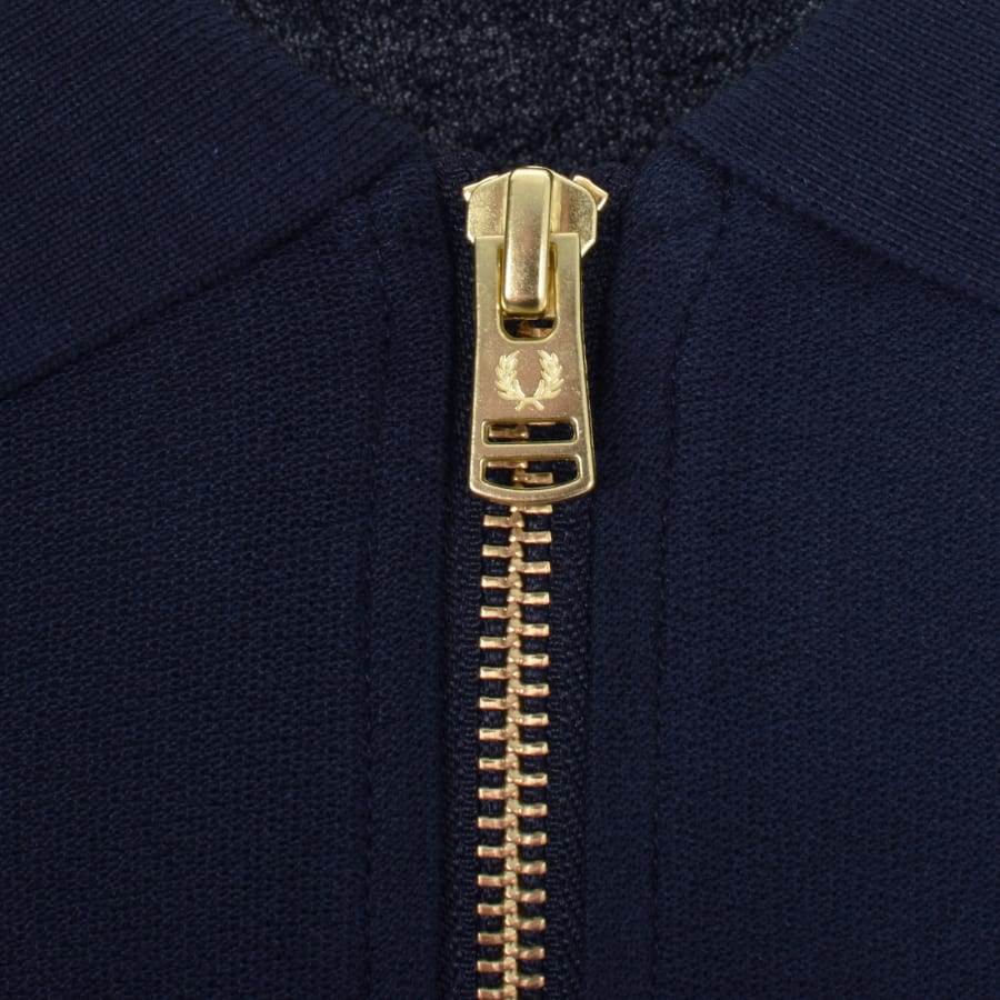 Image number 4 for Fred Perry Quarter Zip Polo T Shirt Navy