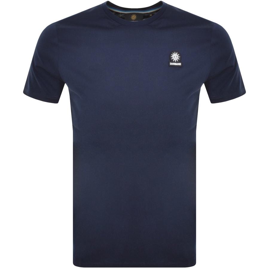 Image number 1 for Sandbanks Badge Logo T Shirt Navy