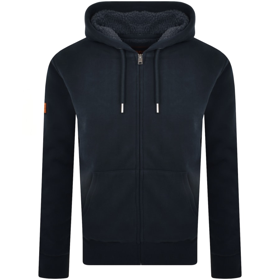 Image number 2 for Superdry Borg Lined Zip Hoodie Navy