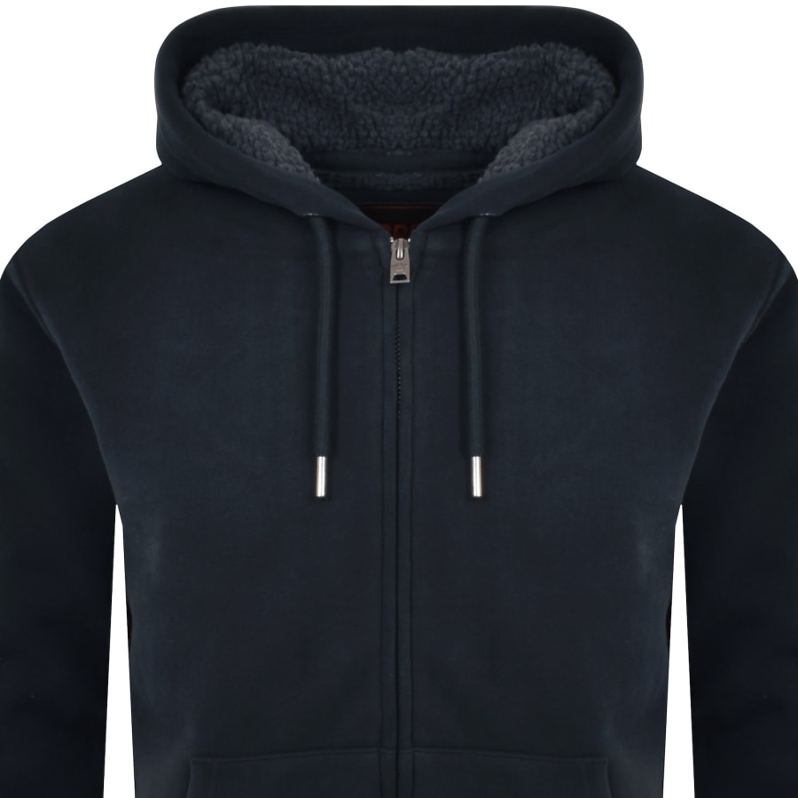 Image number 3 for Superdry Borg Lined Zip Hoodie Navy