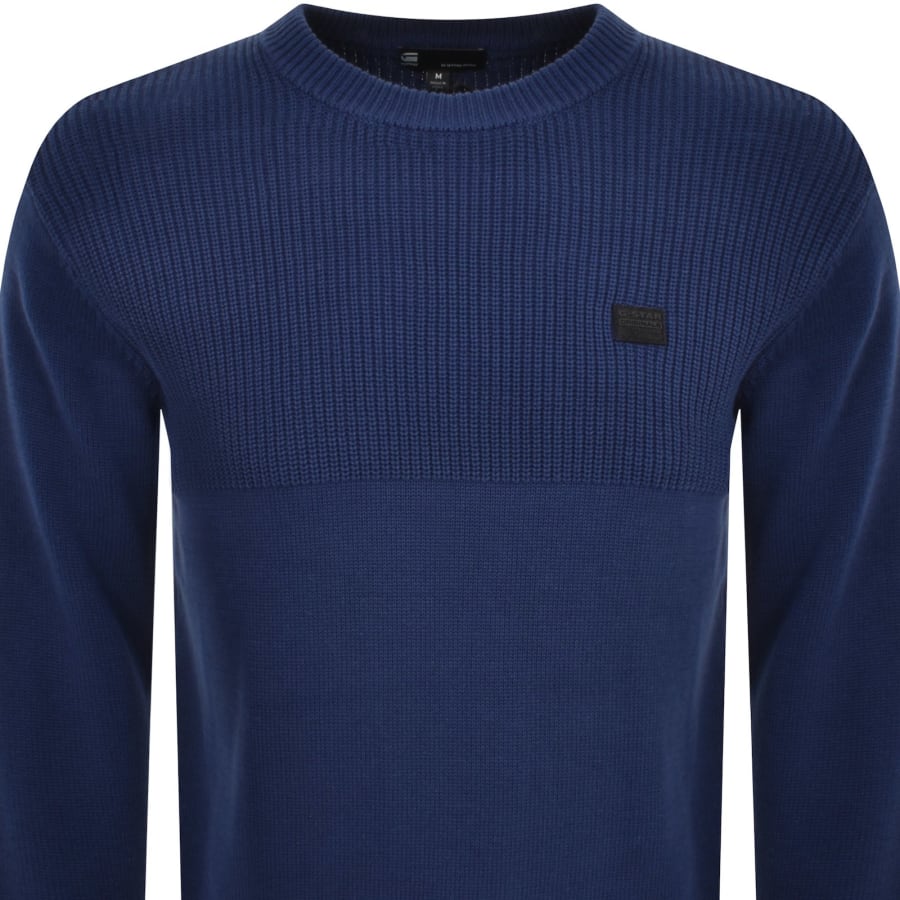 Image number 2 for G-Star Fisherman Knit Jumper Blue