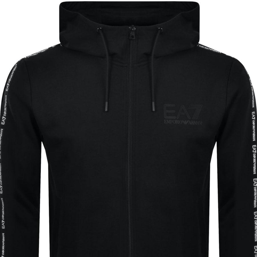 EA7 Emporio Armani Full Zip Logo Hoodie Black | Mainline Menswear 