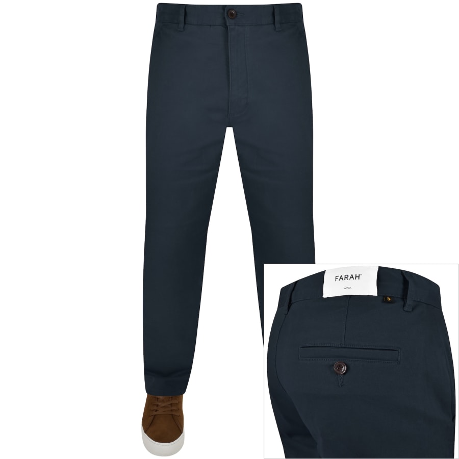 Image number 1 for Farah Norwood Regular Chino Trousers Navy