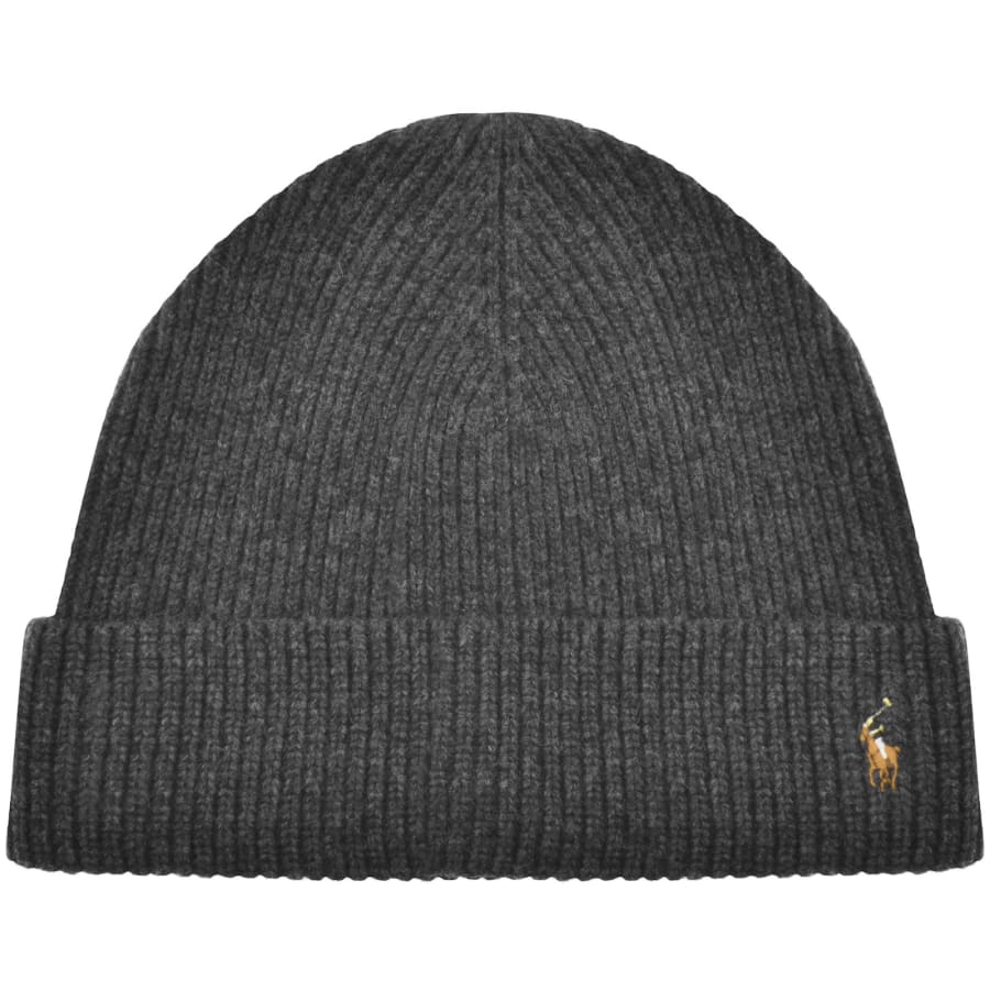 Image number 1 for Ralph Lauren Signatue Cuff Beanie Hat Grey