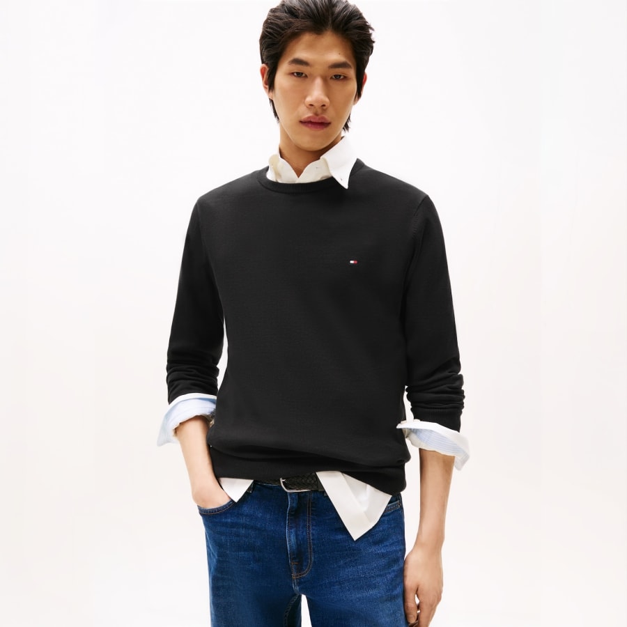 Image number 4 for Tommy Hilfiger Essential Crew Neck Jumper Black
