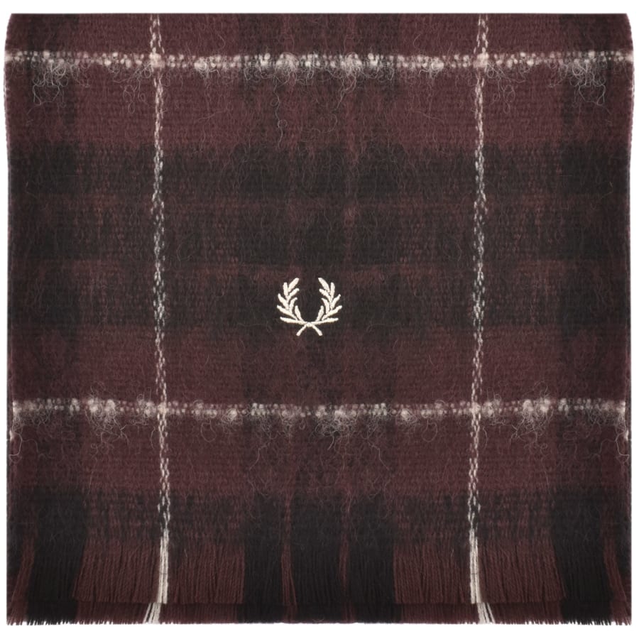 Image number 1 for Fred Perry Tartan Scarf Burgundy
