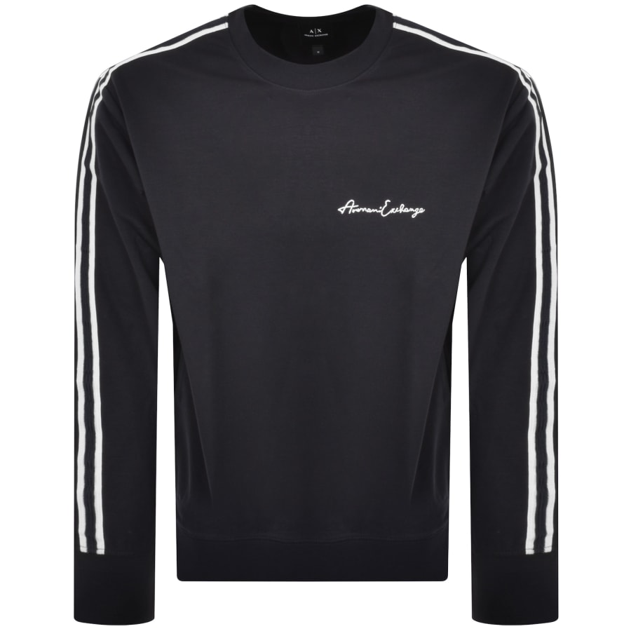 Image number 1 for Armani Exchange Crew Neck Logo Sweatshirt Navy