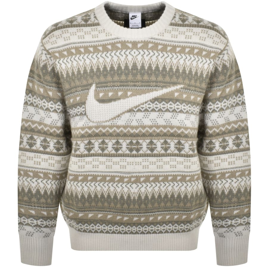 Image number 1 for Nike Fair Isle Knit Jumper Off White