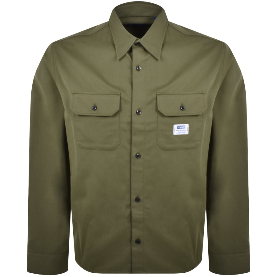Image number 1 for HUGO Blue Ekynone Long Sleeve Shirt Green