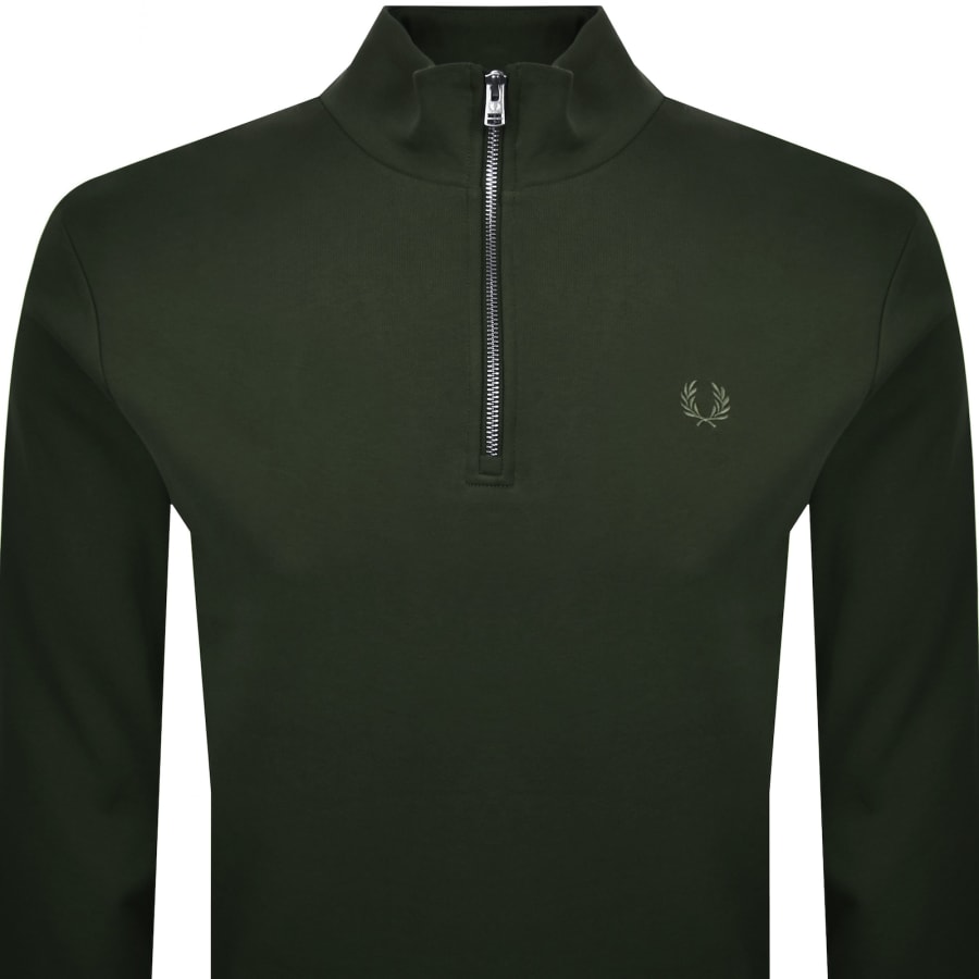 Image number 2 for Fred Perry Half Zip Sweatshirt Green
