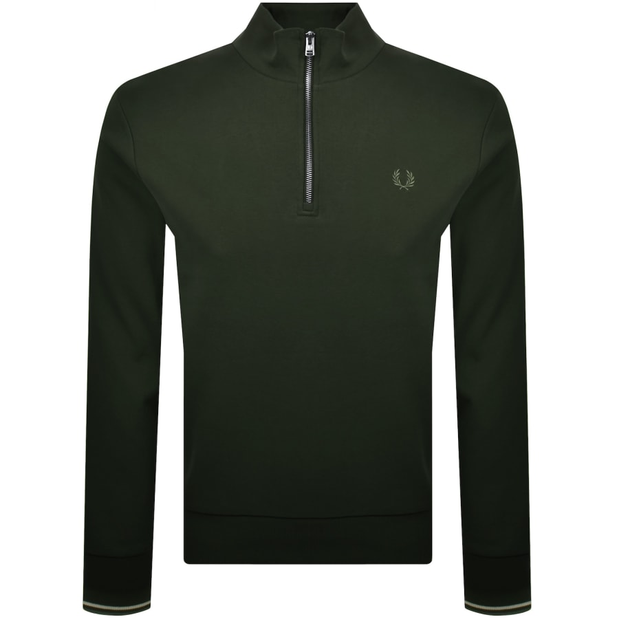 Image number 1 for Fred Perry Half Zip Sweatshirt Green