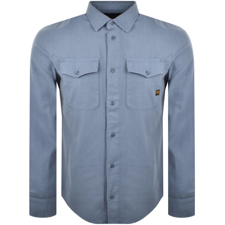 Image number 1 for G-Star Marine Slim Long Sleeved Shirt Blue