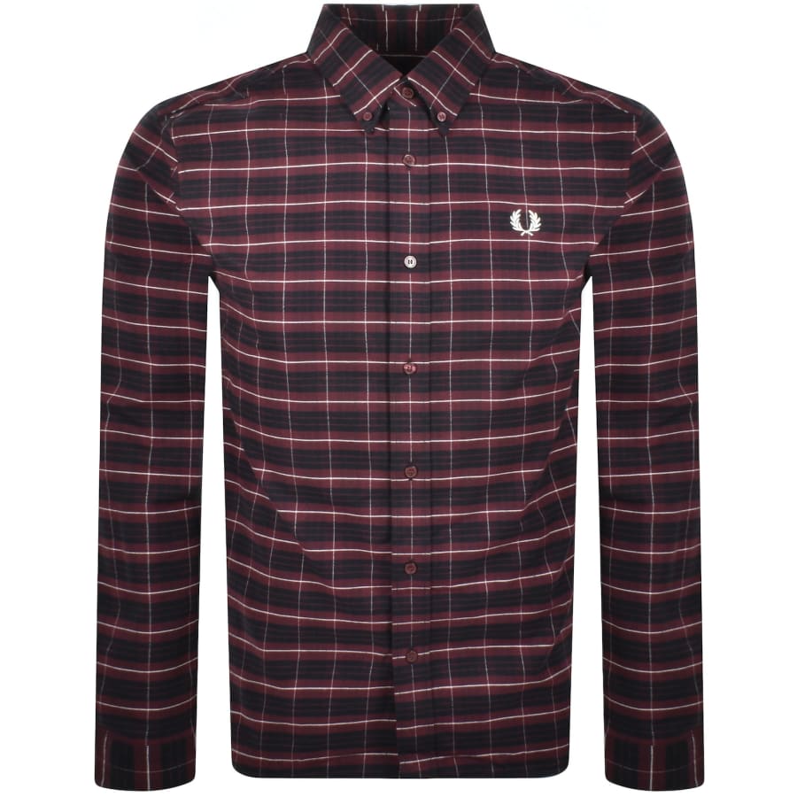 Image number 1 for Fred Perry Oxford Long Sleeve Shirt Burgundy