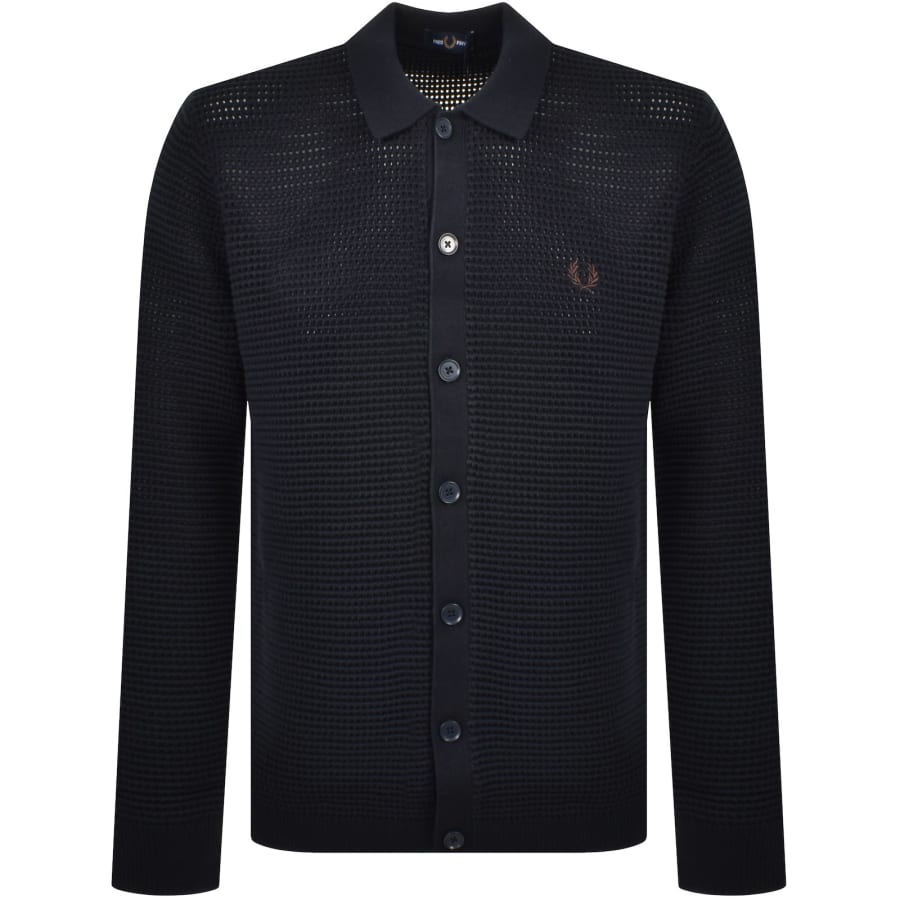 Image number 1 for Fred Perry Pointelle Cardigan Navy