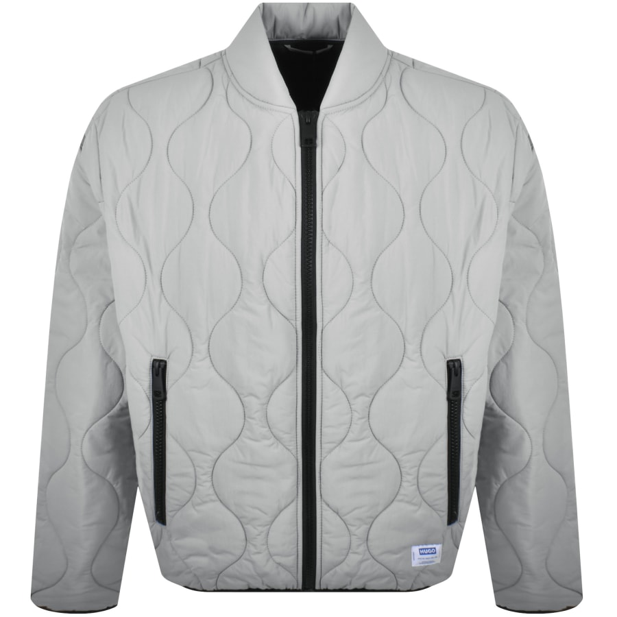 Image number 1 for HUGO Blue Boho Slim Fit Quilted Jacket Grey