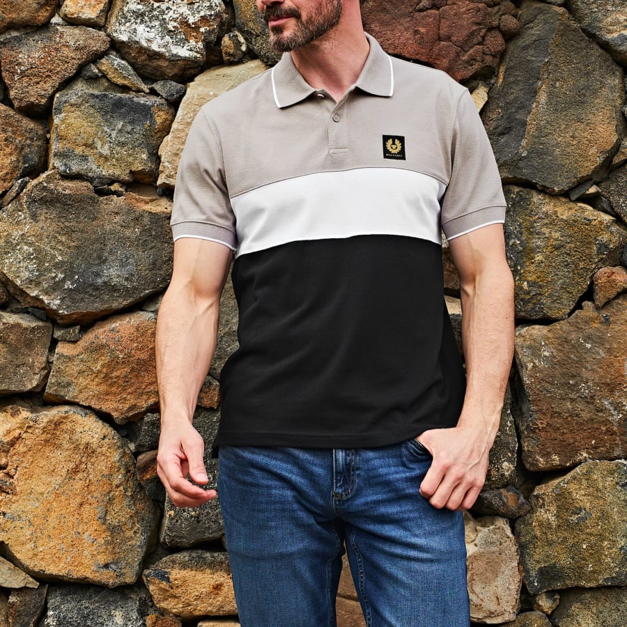Image number 5 for Belstaff Logo Polo T Shirt Pumice