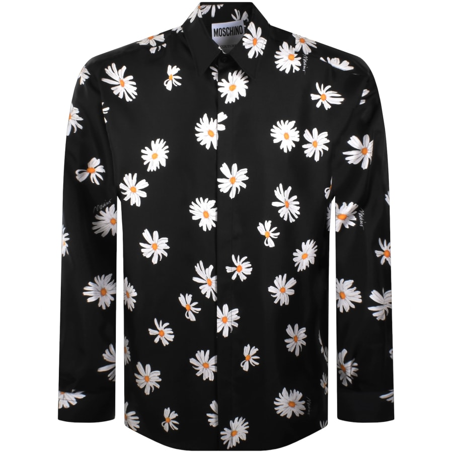 Image number 1 for Moschino All Over Daisy Print Silk Shirt Black