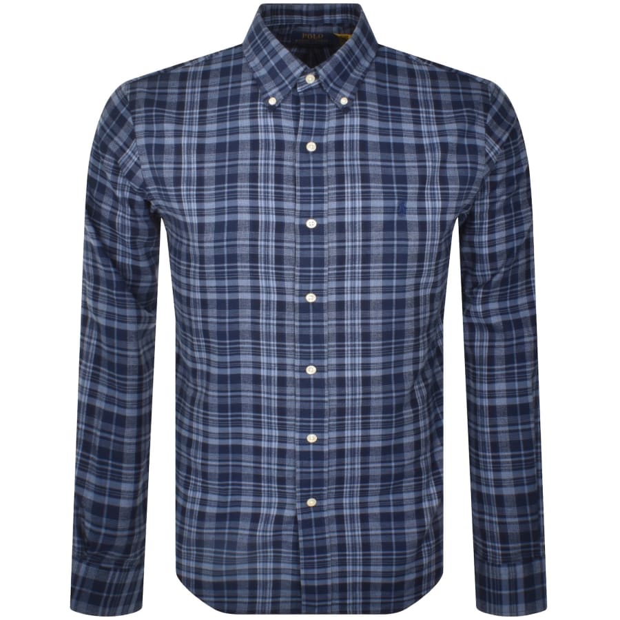Image number 1 for Ralph Lauren Check Long Sleeve Shirt Blue