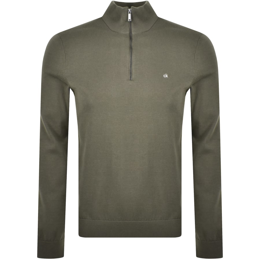 Image number 1 for Calvin Klein Quarter Zip Jumper Grey