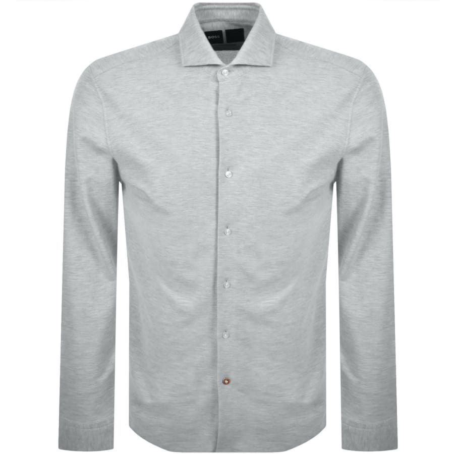 Image number 1 for BOSS P Hank Spread Slim Fit Shirt Grey