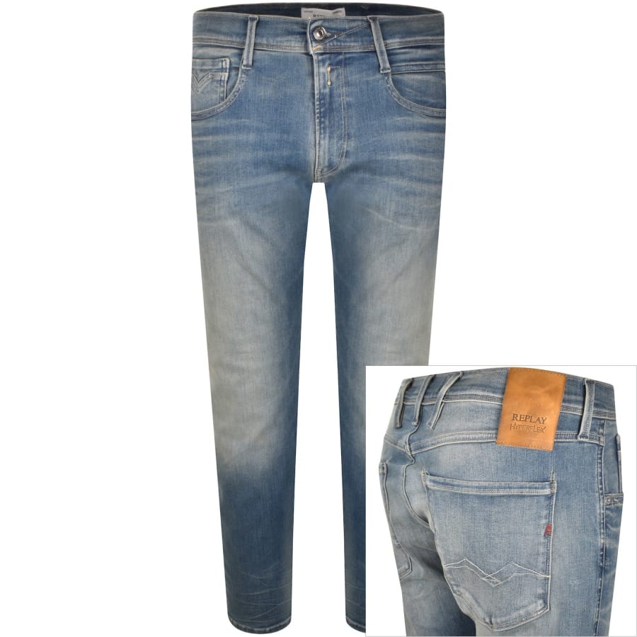 Image number 1 for Replay Anbass Slim Fit Jeans Light Wash Blue