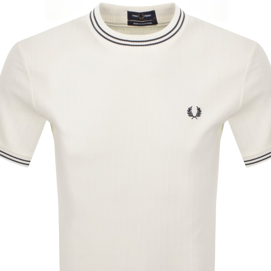 Image number 2 for Fred Perry Ribbed Jersey T Shirt Ecru