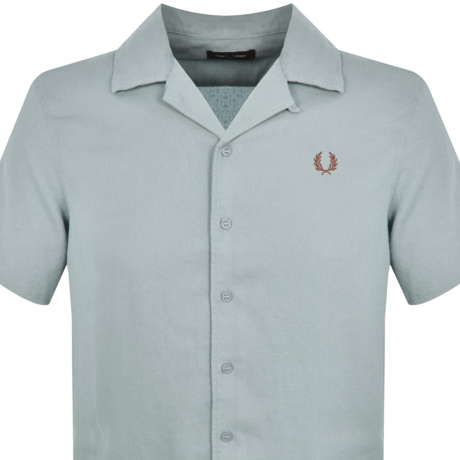 Fred Perry Pique Texture Revere Collar Shirt Blue