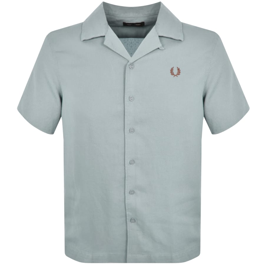 Fred Perry Pique Texture Revere Collar Shirt Blue