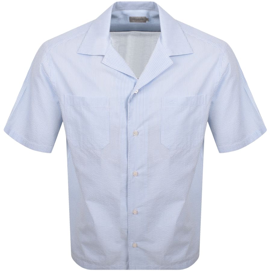 Image number 1 for Paul And Shark Riviera Seersucker Shirt Blue