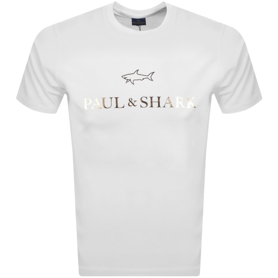 Image number 1 for Paul And Shark Printed Logo T Shirt White