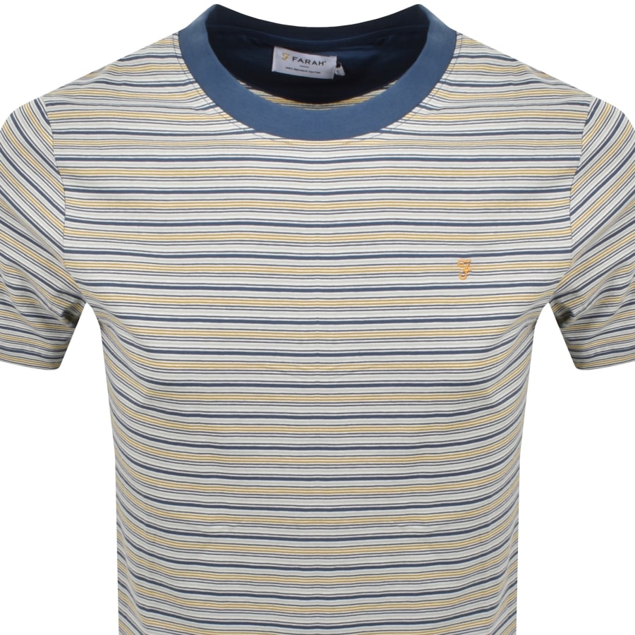 Image number 2 for Farah Danny Stripe T Shirt Navy