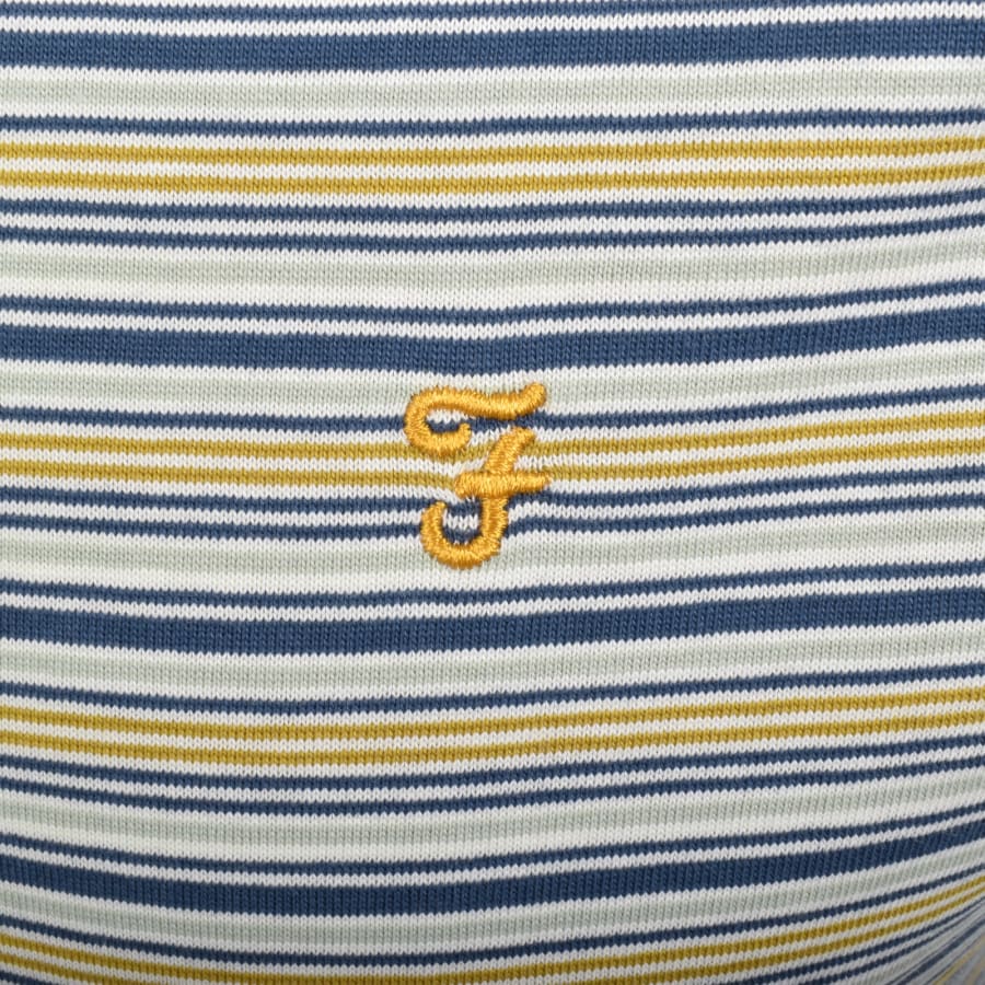 Image number 3 for Farah Danny Stripe T Shirt Navy
