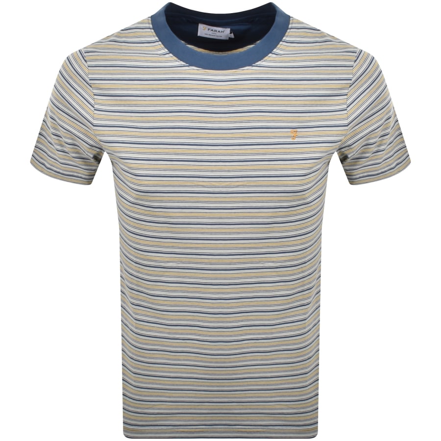 Image number 1 for Farah Danny Stripe T Shirt Navy