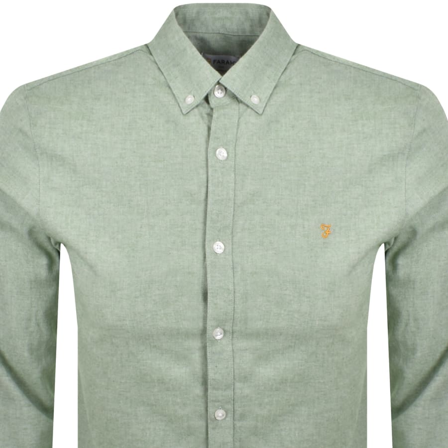 Image number 2 for Farah Long Sleeve Sheen Shirt Green