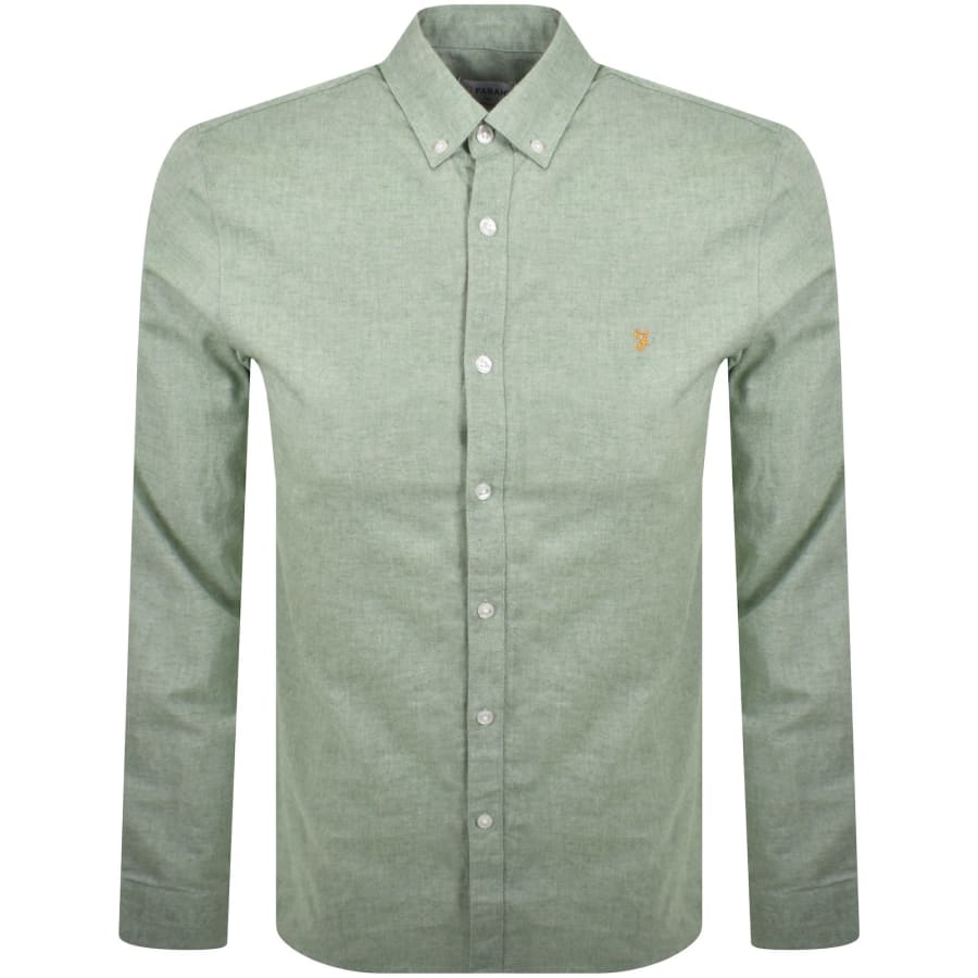 Image number 1 for Farah Long Sleeve Sheen Shirt Green