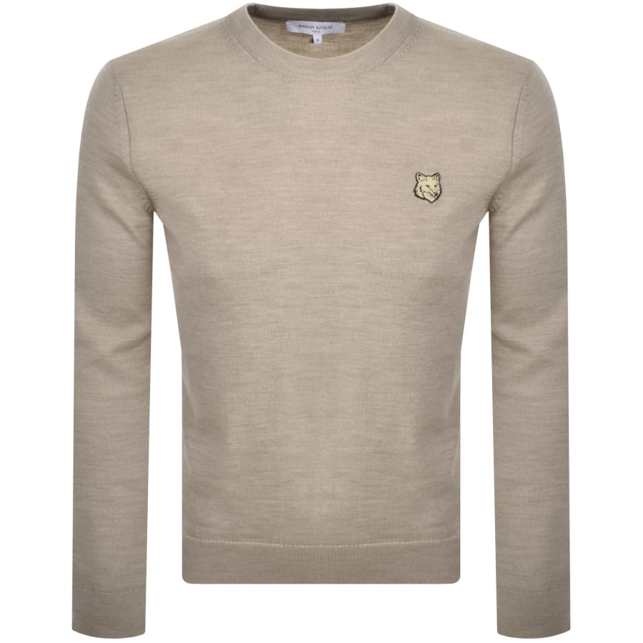Image number 1 for Maison Kitsune Fox Head Knit Jumper Beige