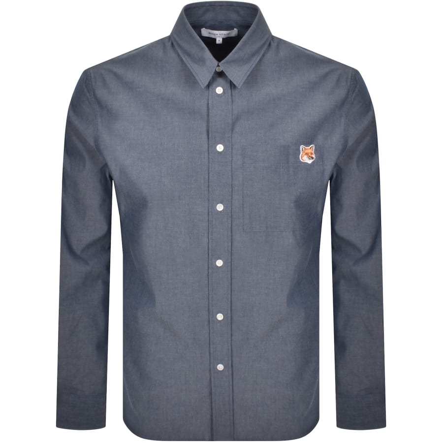 Image number 1 for Maison Kitsune Bold Fox Head Casual Shirt Blue