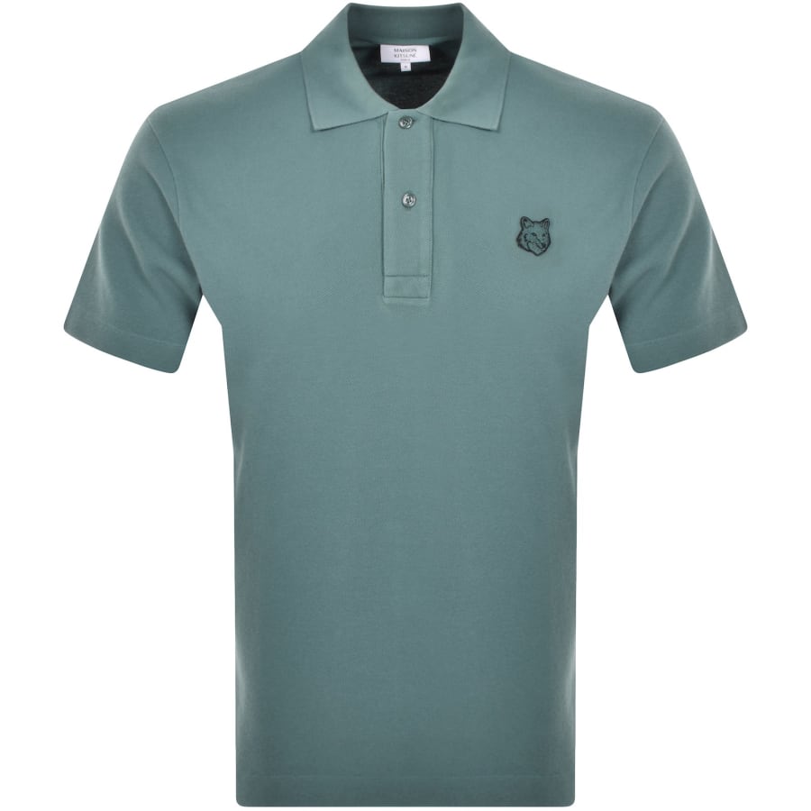 Image number 1 for Maison Kitsune Fox Head Polo T Shirt Blue