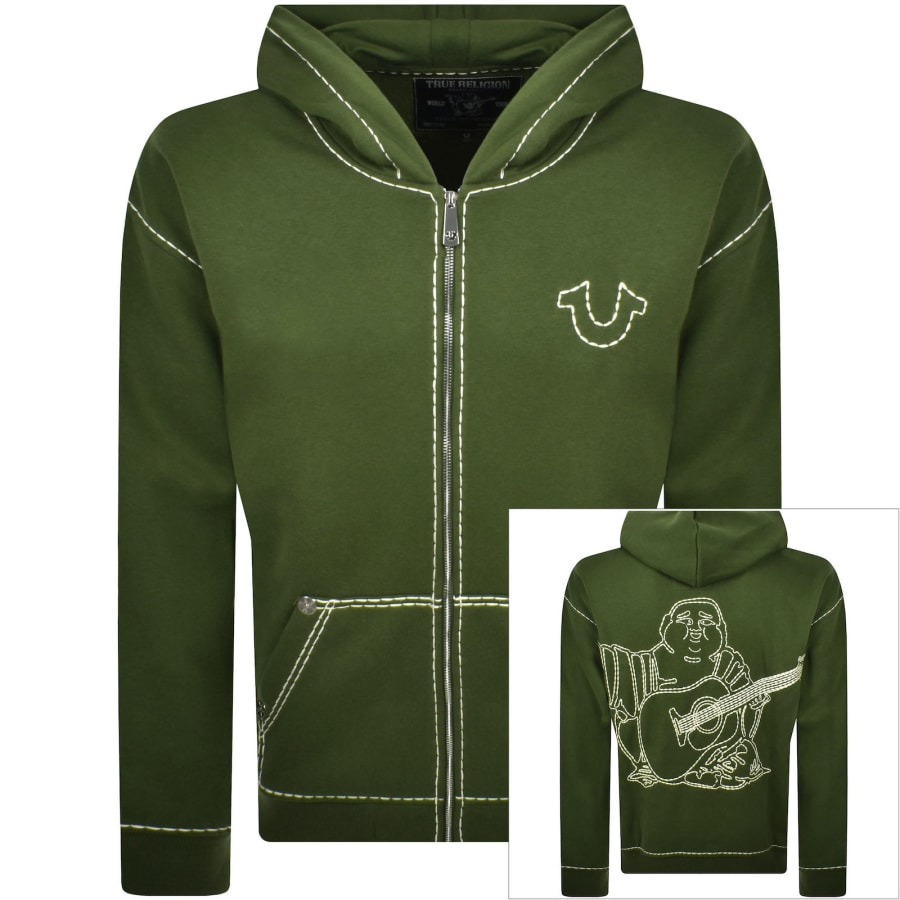 Image number 1 for True Religion Full Zip Hoodie Green