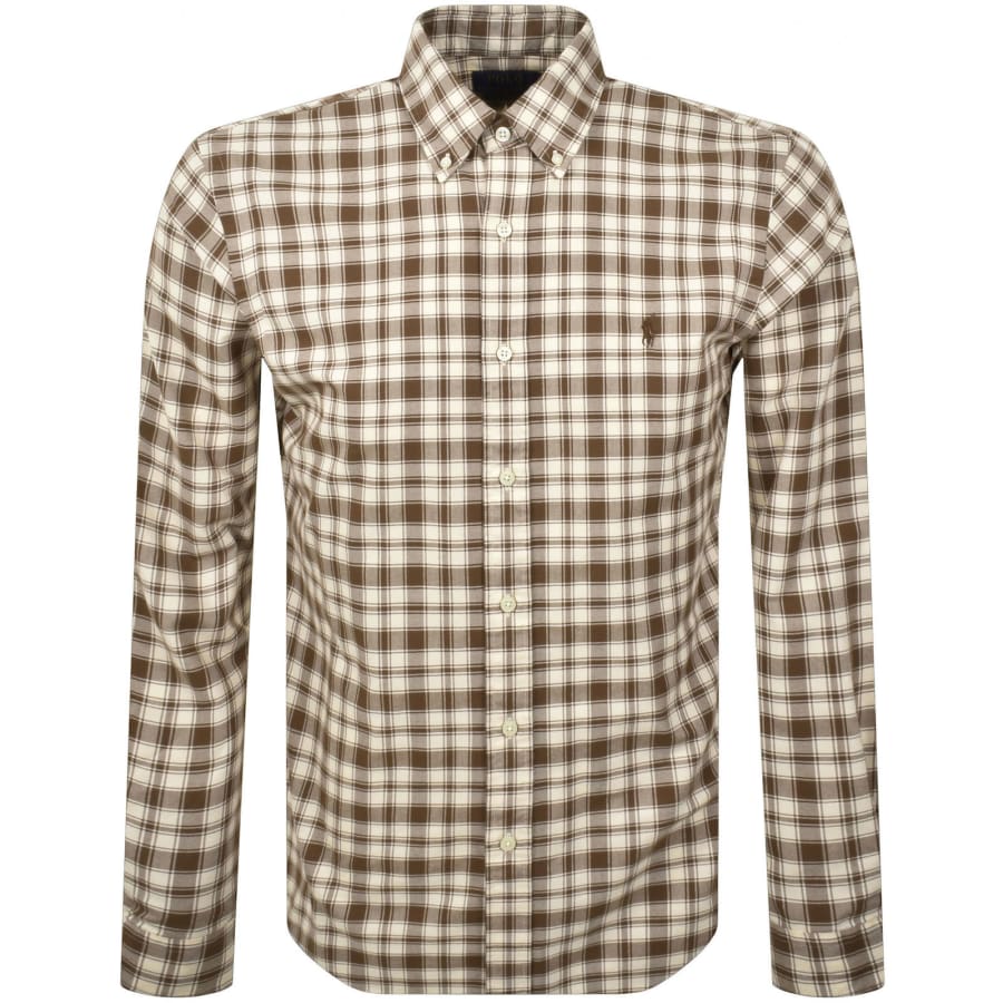 Image number 1 for Ralph Lauren Check Long Sleeve Shirt Brown