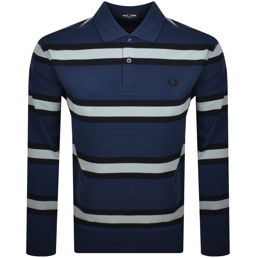 Image number 1 for Fred Perry Stripe Polo T Shirt Blue