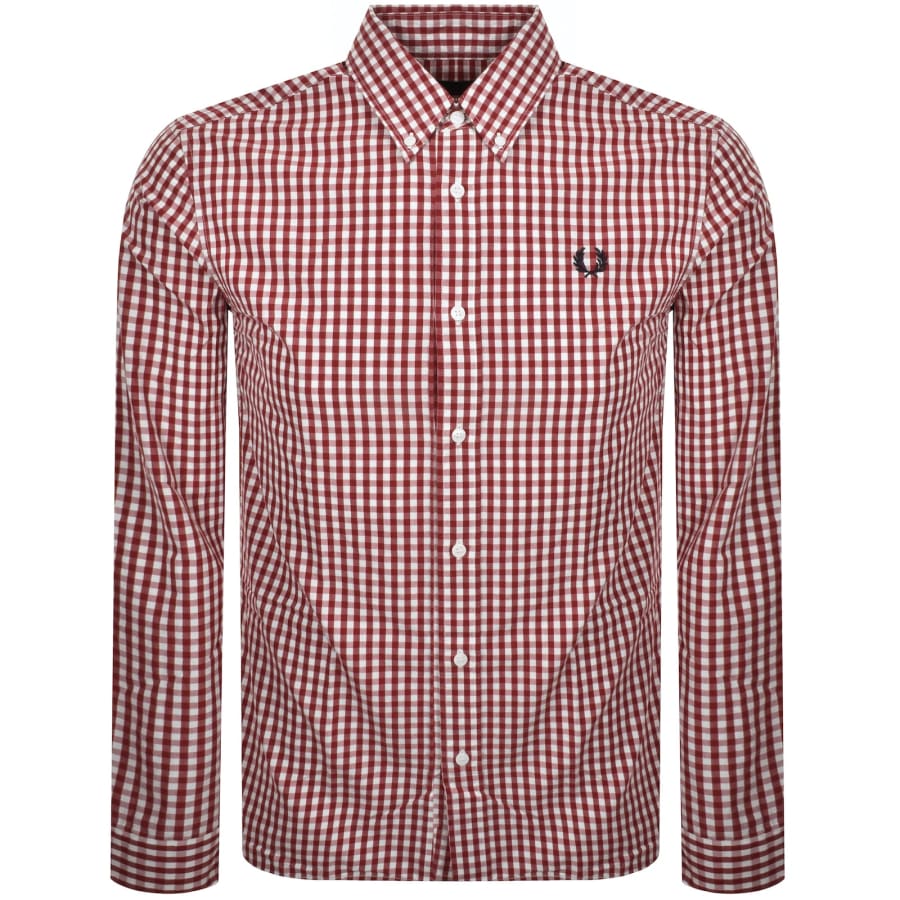 Image number 1 for Fred Perry Gingham Shirt Burnt Red