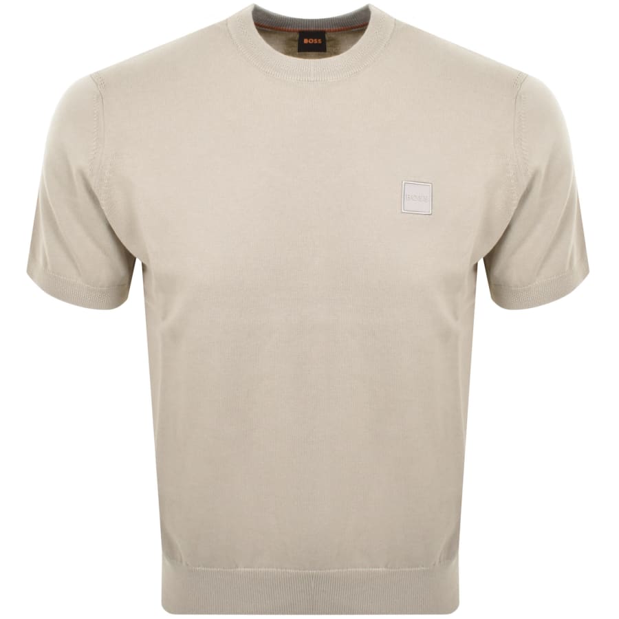 Image number 1 for BOSS Kanache Knit T Shirt Light Beige