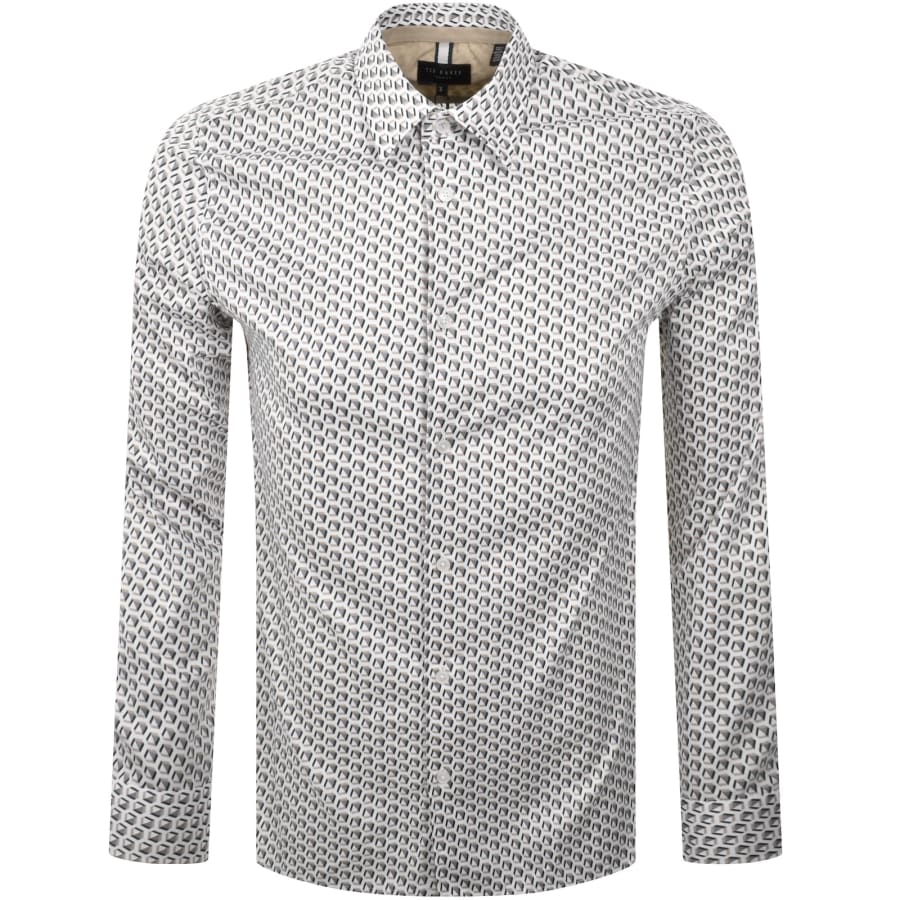 Image number 1 for Ted Baker Hex Geo Long Sleeve Shirt White