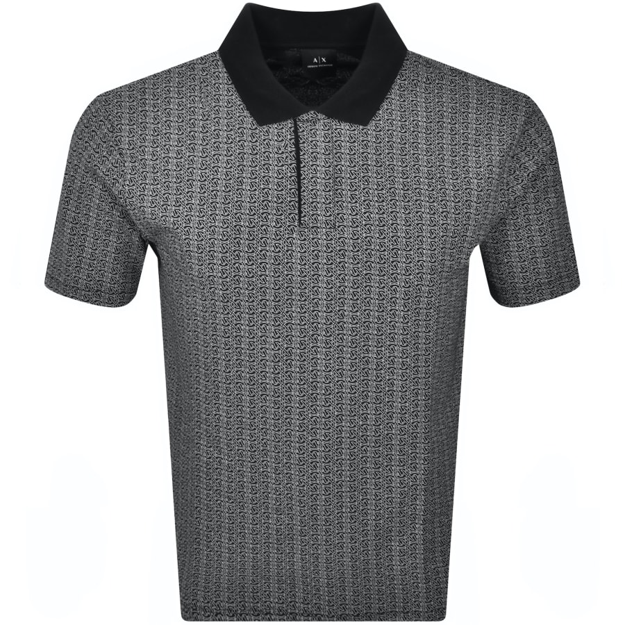 Image number 1 for Armani Exchange Patterned Polo T Shirt Black